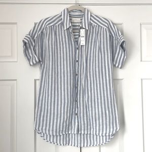 NWT J crew Baird McNutt Irish Linen stripe button down | j crew stripe linen